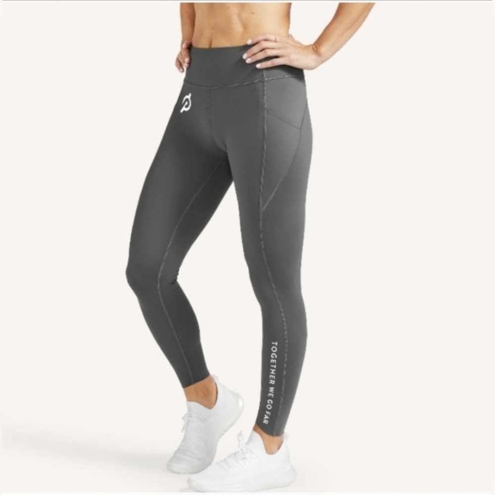 Peloton Essential Tulip Hem Leggings Charcoal Gray Together We Go Far Size Large